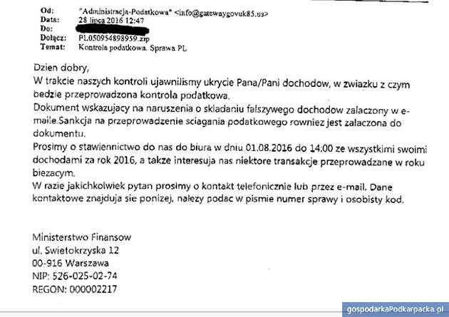 Fałszywe maile od Ministerstwa Finansów