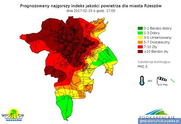 Jakość powietrza w Rzeszowie - od 15 do 17 lutego 2017
