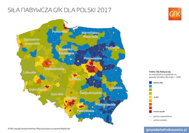 Siła nabywcza mieszkańców Podkarpacia na tle Polski 