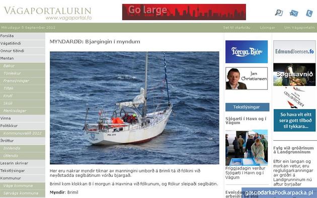 O akcji ratunkowej informuje serwis vagaportal.fo z Wysp Owczych