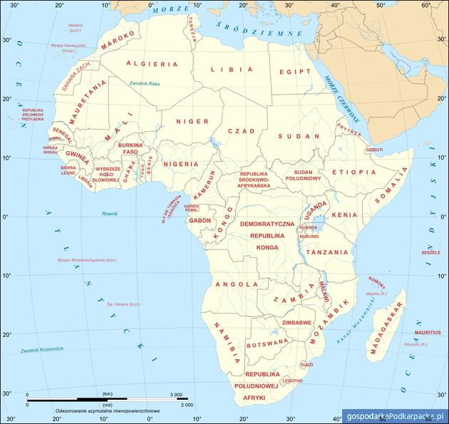 Mapa Afryki. Autor Eric Gaba/Patrol 110 Wikipedia Commons