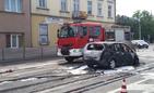 Pożar auta na ul. Piłudskiego w Rzeszowie (ZUS)