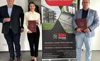 Od lewej burmistrz Ustrzyk Dolnych Michał Wnuk, prezes Leicht Architekci Karolina Leicht-Bryłka i prezes SIM Południe Waldemar Ziółkowski. Fot. SIM Południe/Facebook
