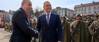 Od lewej prezydenci Węgier i Polski Tamás Sulyok i Karol Nawrocki. Fot. Grzegorz Jakubowski