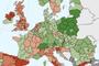 Kolorem ciemnozielonym zaznaczone są najszybciej rozwijające się regiony Unii Europejskiej. Źródło Komisja Europejska