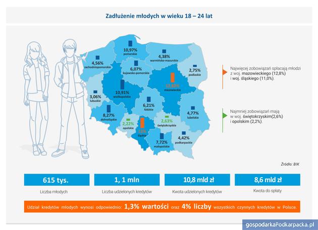 Młodzi ludzie a kredyty. Podkarpackie na tle kraju