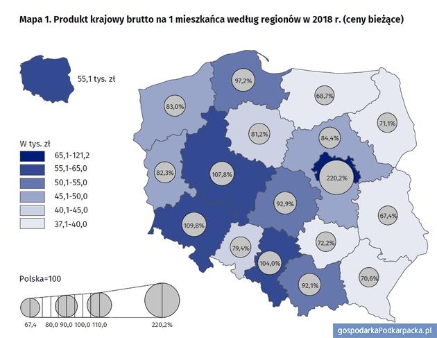 PKB województw – Podkarpackie z najwyższym wzrostem