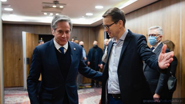 Od lewej Antony Blinken i Mateusz Morawiecki. Fot. Maj/KPRM