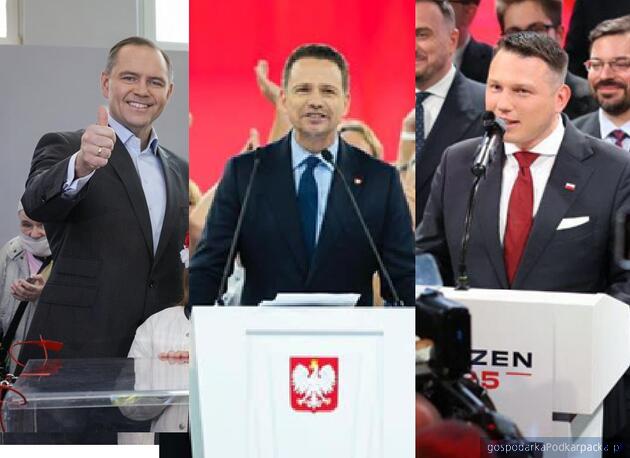 test Od lewej Karol Nawrocki, Rafał Trzaskowski i Sławomir Mentzen