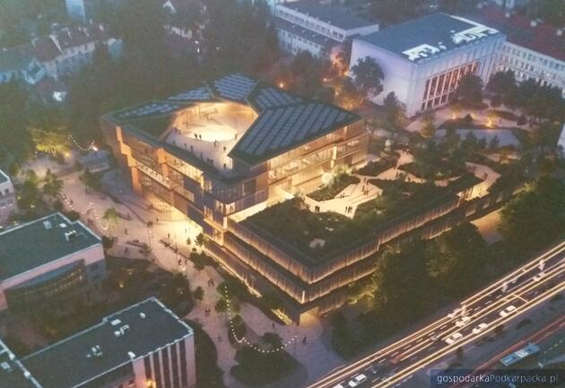 Widok od strony Galerii Rzeszów, z lewej Urząd Marszałkowski, z prawej szkoła, 