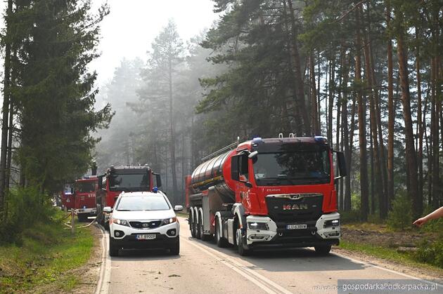 Strażacy z Podkarpacia walczą z wielkim pożarem w Puszczy Solskiej 