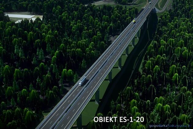 Wizualizacja fragmentu drogi ekspresowej S19 na trasie Domaradz-Krosno