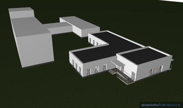 Na pierwszym planie budynek projektowany, za nim istniejący obiekt. Fot. dokumentacja przetargowa