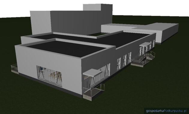 Na pierwszym planie budynek projektowany, za nim istniejący obiekt. Fot. dokumentacja przetargowa